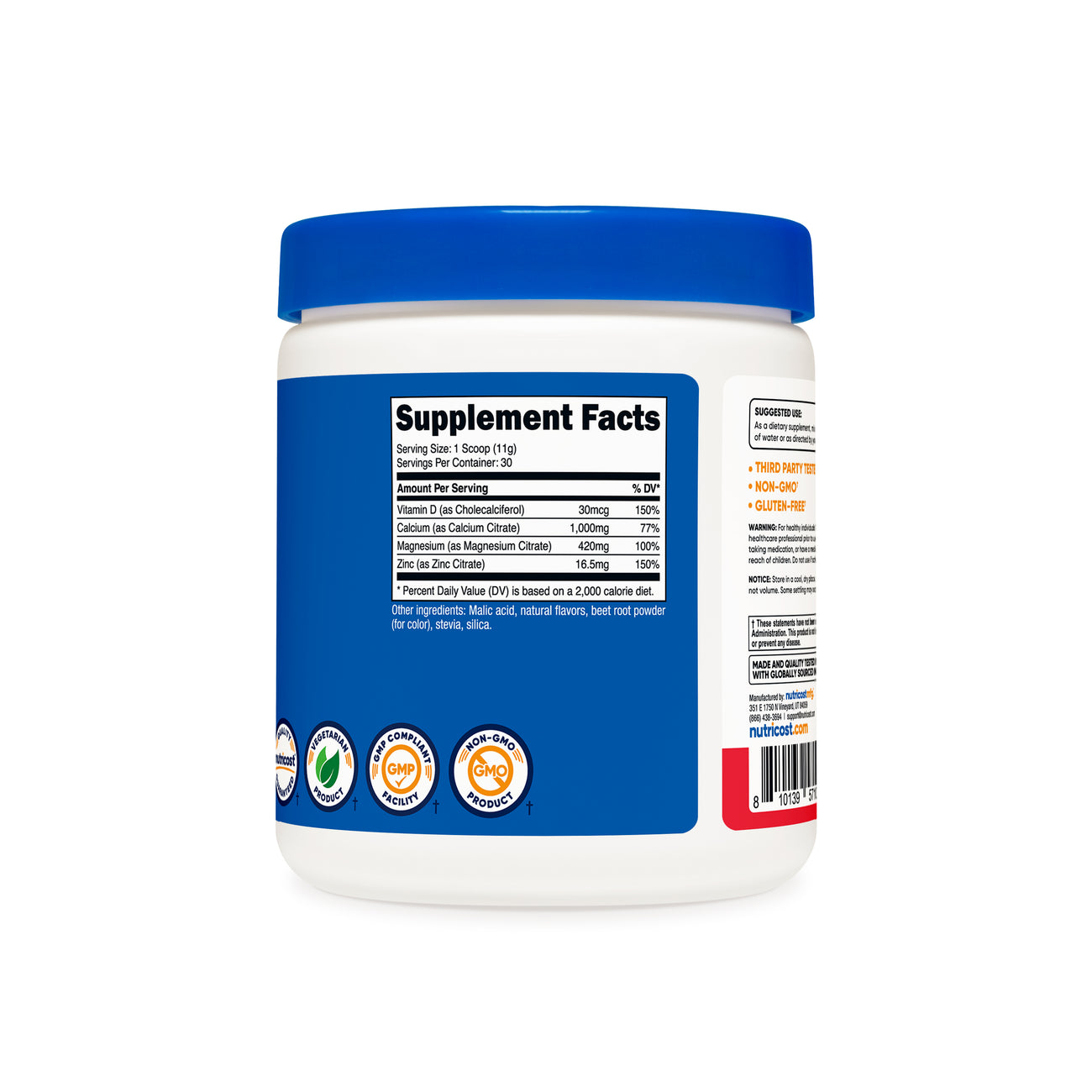 Nutricost Calcium + Magnesium + Zinc Citrates with Vitamin D3 Powder